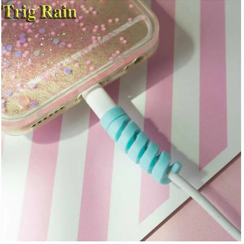 Spiral Cable Protector Data Line Silicone Bobbin Winder Protective for Iphone Samsung Android USB Charging Earphone Case Cover