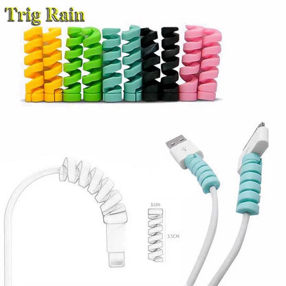Spiral Cable Protector Data Line Silicone Bobbin Winder Protective for Iphone Samsung Android USB Charging Earphone Case Cover