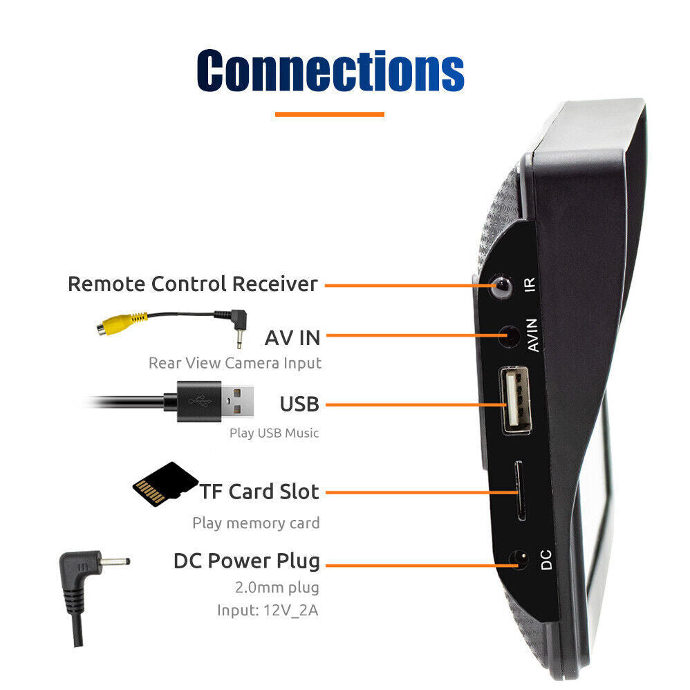 For Apple Carplay Android Auto Bluetooth Head Unit 7" Portable Car Stereo Radio